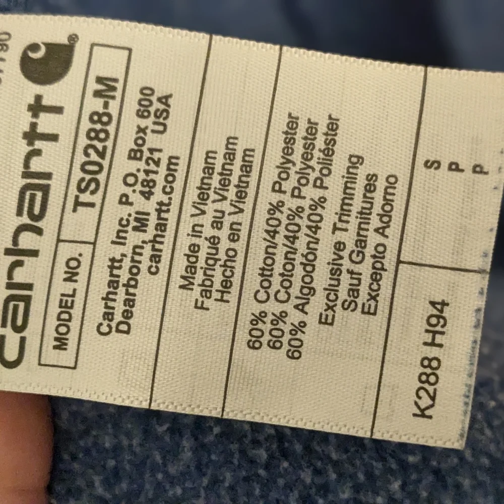 Carhartt Heathered Blue Hoodie with Cream Logo - Picture 5 of 5